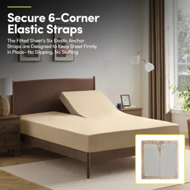 4 Piece Sheet Set, Ultra Soft 1800 Series Collection - FlexTop Split Head King