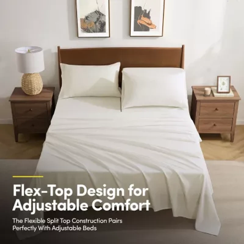 4 Piece Sheet Set, Ultra Soft 1800 Series Collection - FlexTop Split Head King