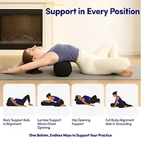 Yoga Bolster Cushion, 25" Zippered Removable Cover & Durable Carry Handle