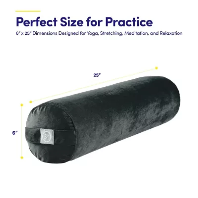 Yoga Bolster Cushion, 25" Zippered Removable Cover & Durable Carry Handle