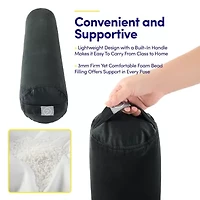 Yoga Bolster Cushion, 25" Zippered Removable Cover & Durable Carry Handle