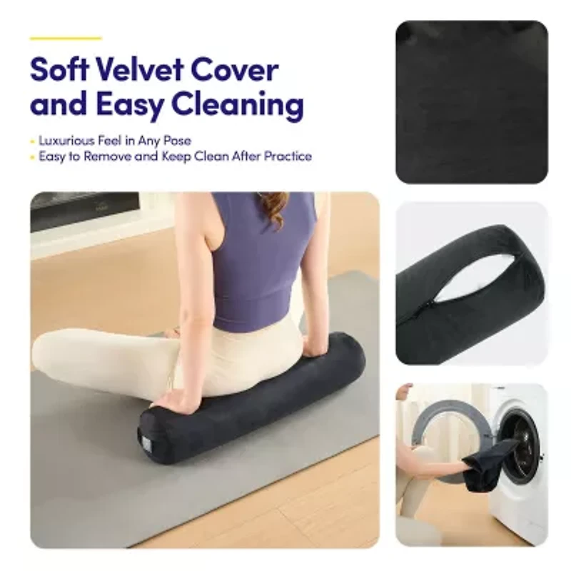 Yoga Bolster Cushion, 25" Zippered Removable Cover & Durable Carry Handle