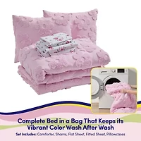 Pheobe Floral Textured Kids Bedding Set Includes Printed Sheet