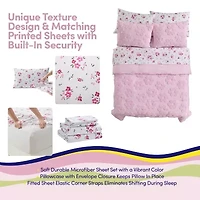 Pheobe Floral Textured Kids Bedding Set Includes Printed Sheet