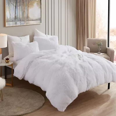 Long Plush Shaggy Faux Fur 3 Piece Comforter Set