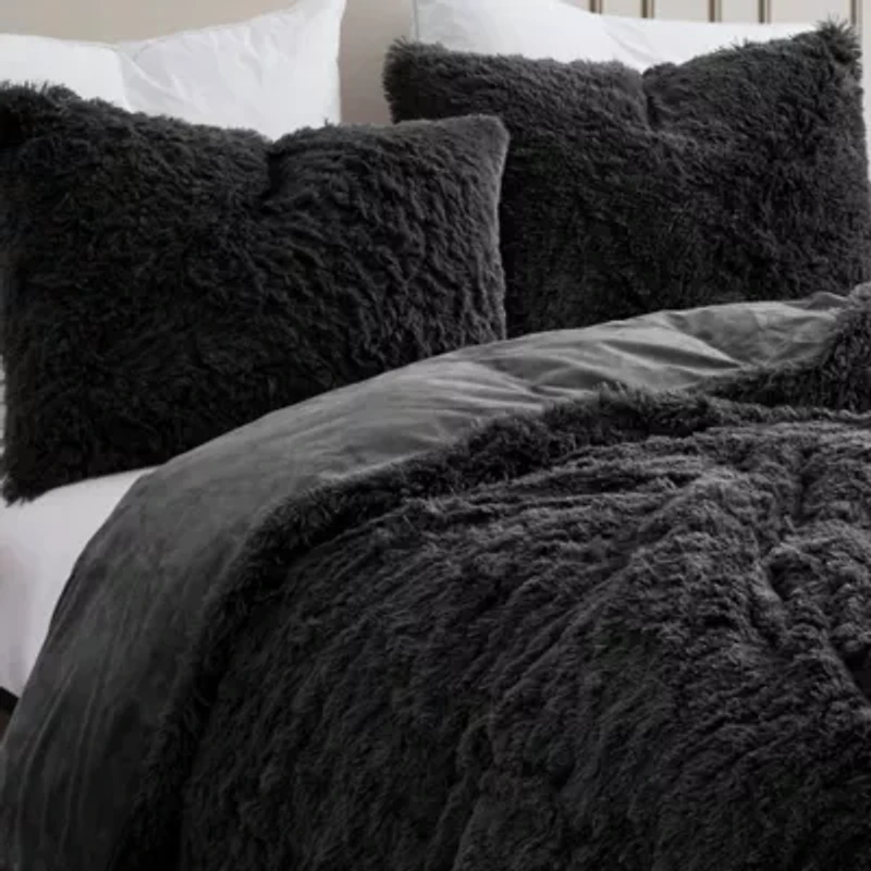 Long Plush Shaggy Faux Fur 3 Piece Comforter Set