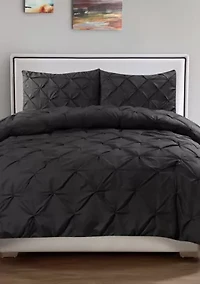 Luxury 3 Piece Pinch Pleat Pintuck Duvet Cover and Pillow Sham Set