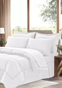 8 Piece Bed A Bag Hotel Dobby Embossed Comforter Sheet Skirt Sham Set