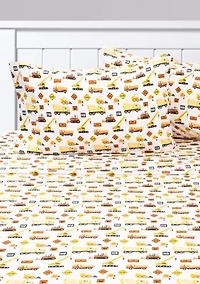 Construction Vehicles Dump Trucks Cranes Kids Sheet Set