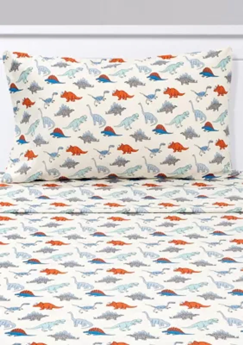 Dinosaurs Kids Boys Sheet Set Red-Blue