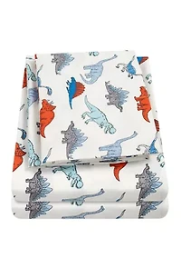 Dinosaurs Kids Boys Sheet Set Red-Blue
