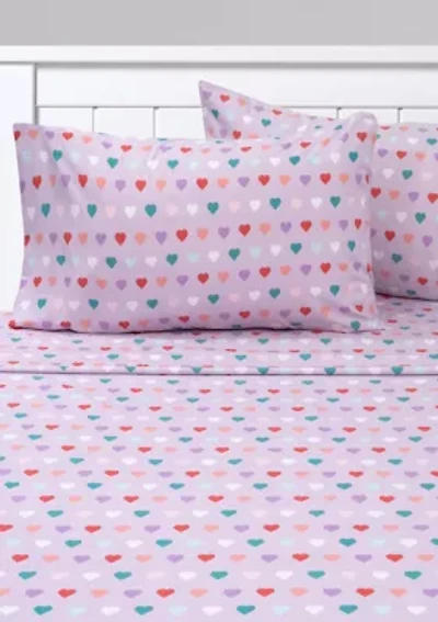 Hearts Kids Sheet Set Purple Multi Color
