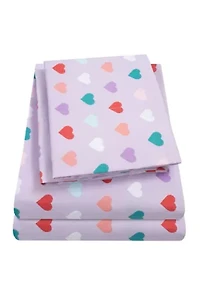 Hearts Kids Sheet Set Purple Multi Color