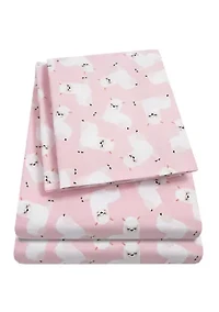 Llamas Kids Sheet Set Pink White