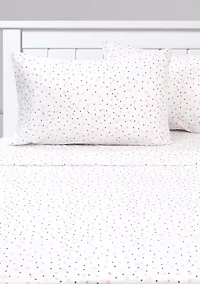 Stars Kids Sheet Set White With Pink, Gray, Black
