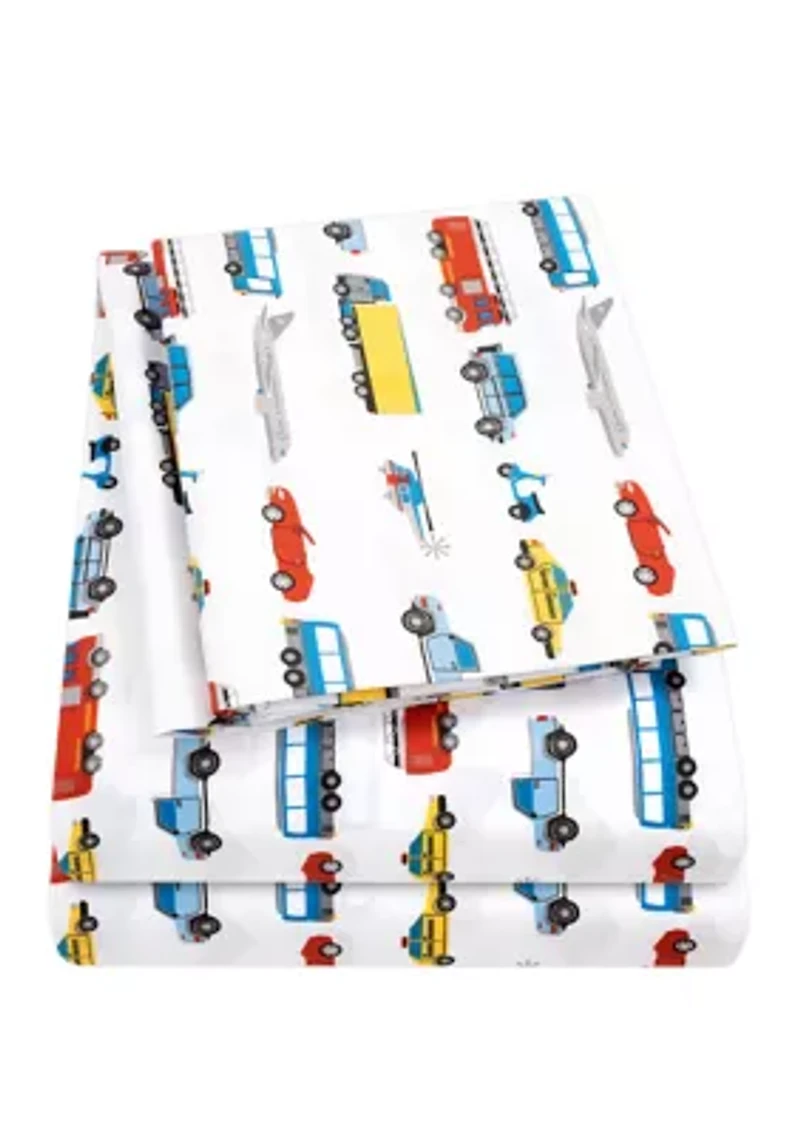 Transportation Cars, Trucks, Planes Buses Kids Sheet Set