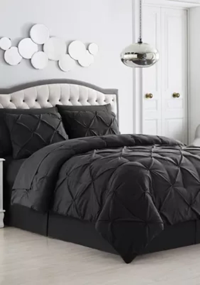 8 Piece Bed A Bag Pintuck Comforter Sheet Skirt Sham Set