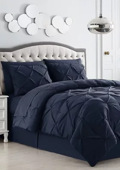 8 Piece Bed A Bag Pintuck Comforter Sheet Skirt Sham Set