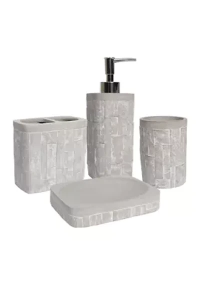 Avalon Concrete Bath Accessory Collection 4 Piece Bathroom Set