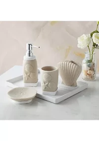 Coastal Shell Bath Accessory Collection 4 Piece Bathroom Set