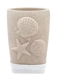 Coastal Shell Bath Accessory Collection 4 Piece Bathroom Set