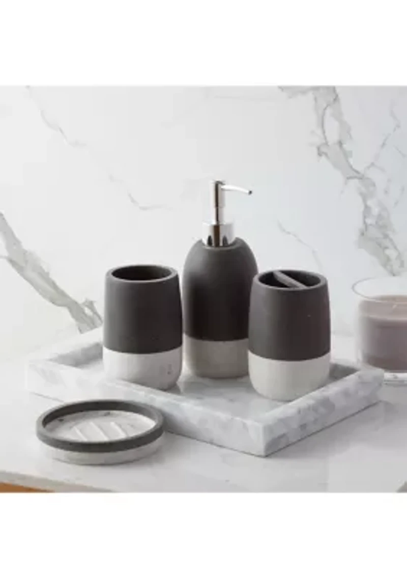 Marbleized Bath Accessory Collection 4 Piece Bathroom Set