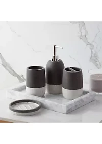 Marbleized Bath Accessory Collection 4 Piece Bathroom Set