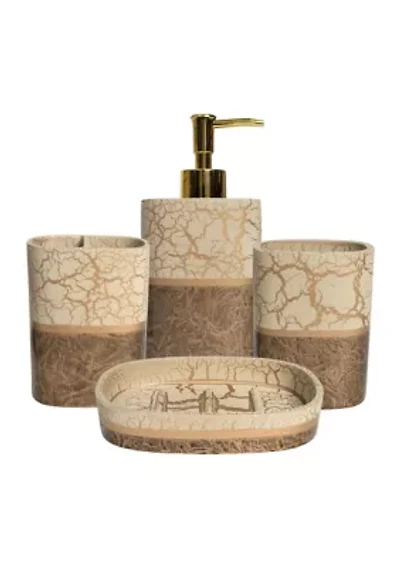 Parker Poly Resin Bath Accessory Collection 4 Piece Bathroom Set