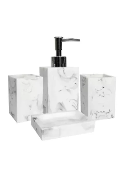 Plaza Poly Resin Bath Accessory Collection 4 Piece Bathroom Set