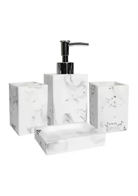 Plaza Poly Resin Bath Accessory Collection 4 Piece Bathroom Set