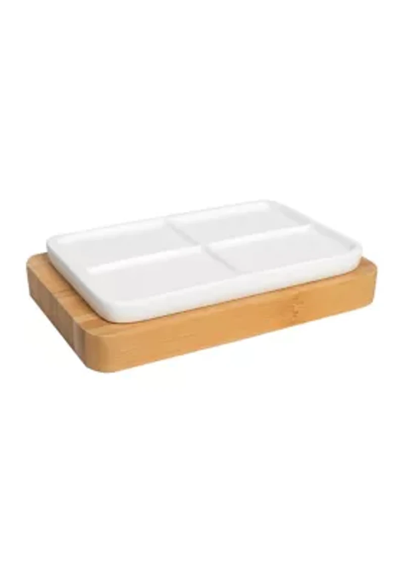 Ritz Poly Resin, Bamboo Bath Accessory Collection 4 Piece Bathroom Set