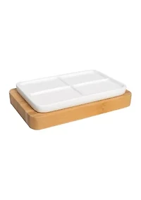 Ritz Poly Resin, Bamboo Bath Accessory Collection 4 Piece Bathroom Set
