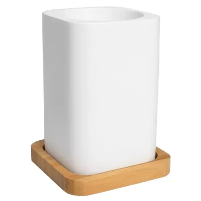 Ritz Bath Accessory Collection Poly Resin, Bamboo Bathroom Tumbler