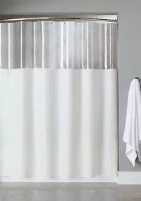 XL See Through Top Clear/White 10 Gauge Vinyl Bath Shower Curtain 84 x 72