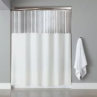 XL See Through Top Clear/White 10 Gauge Vinyl Bath Shower Curtain 84 x 72