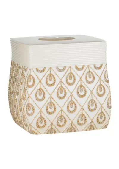Popular Bath Seraphina Bathroom Tissue Box Cover- Beige/Gold