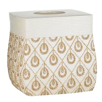 Popular Bath Seraphina Bathroom Tissue Box Cover- Beige/Gold
