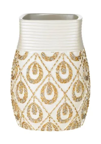 Popular Bath Seraphina Bathroom Tumbler- Beige/Gold