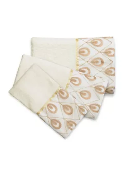 Popular Bath Seraphina Bathroom 3 Piece Towel Set- Beige/Gold