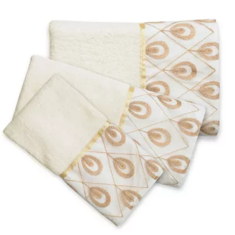 Popular Bath Seraphina Bathroom 3 Piece Towel Set- Beige/Gold