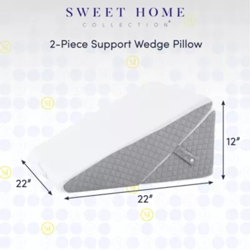 Sweet Home Collection 2 Piece Bed Wedge Pillow Set 22" x 22" x 12"