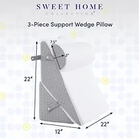 Sweet Home Collection 3 Piece Bed Wedge Pillow Set 22" x 22" x 12"