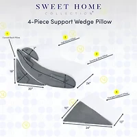 Sweet Home Collection 4 Piece Bed Wedge Pillow Set 27" x 24" x 6"