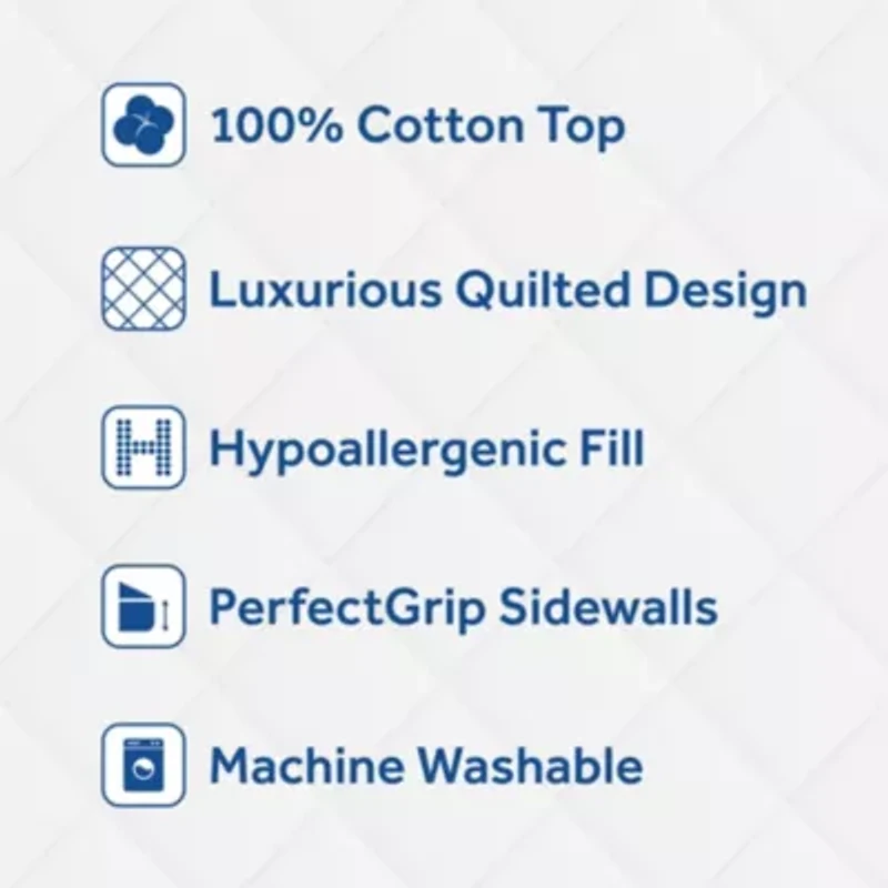 Sealy Luxury 100% Cotton Soft Top Layer, High Loft Comfort Fitted Mattress Pad