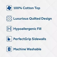 Sealy Luxury 100% Cotton Soft Top Layer, High Loft Comfort Fitted Mattress Pad