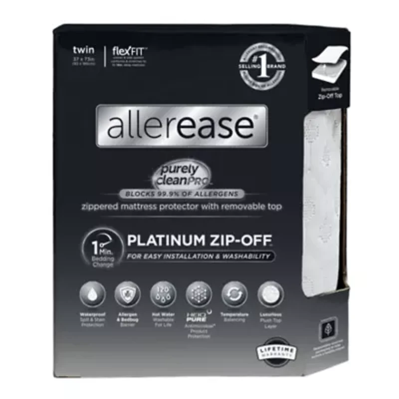 AllerEase Platinum Zip-Off Top Waterproof Mattress Cover Protector