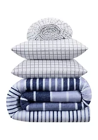 Simply Clean Conrad Variegated Stripe Antimicrobial Complete Bedding Set with Sheets
