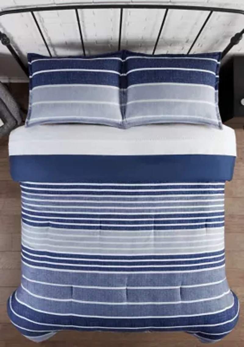 Simply Clean Conrad Variegated Stripe Antimicrobial  Comforter Set