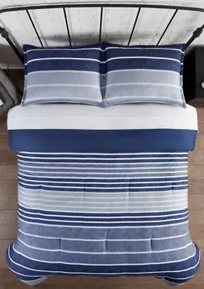 Simply Clean Conrad Variegated Stripe Antimicrobial  Comforter Set