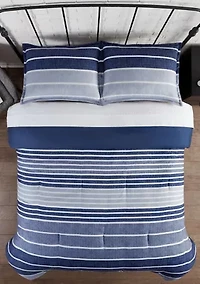 Simply Clean Conrad Variegated Stripe Antimicrobial  Comforter Set